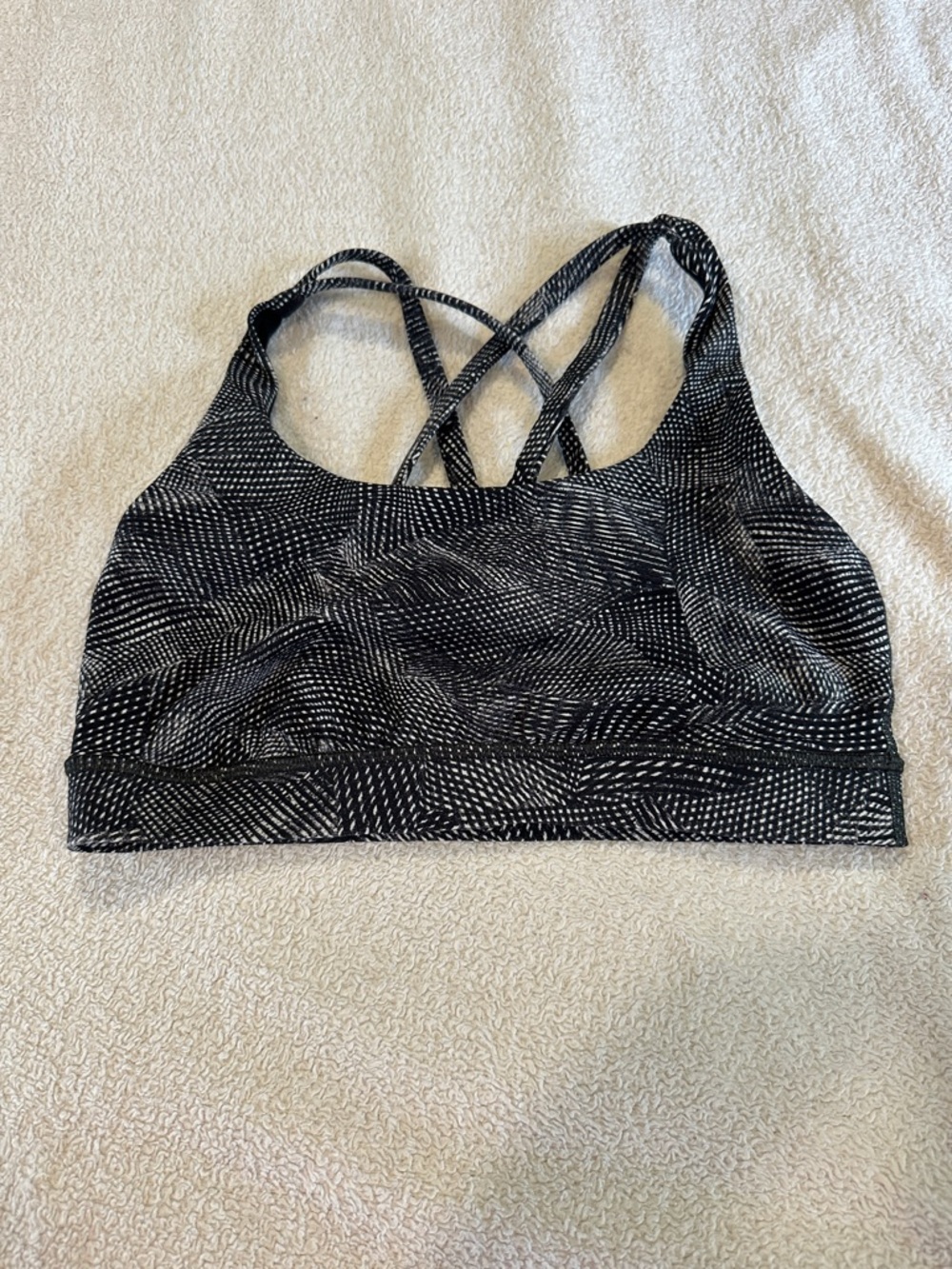Lululemon Black/ gray Patterned Strappy Sports Bra - Women's Intimates size 6